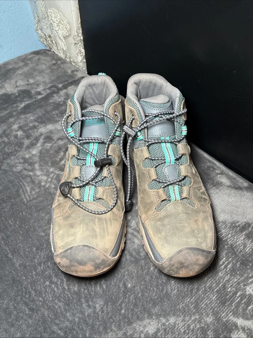 Keen Kids Brown and Teal Trail Hiking Boots
